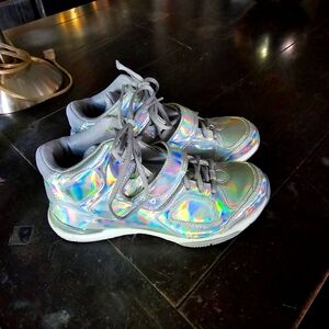 Ryka Silver Sneakers with Holographic Finish and Chunky Silhouette